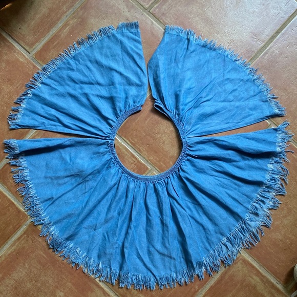 Frayed Denim Blue Crop Top - Picture 3 of 4